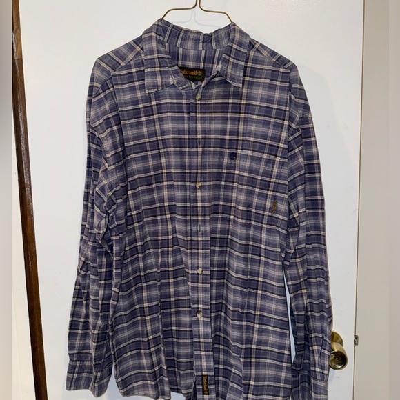 Timberland Vintage Men’s Plaid Long Sleeve Button Down Size XL Blue White Plaid - Picture 1 of 5